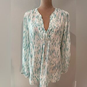 Boden Teal and White Blouse